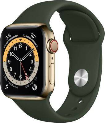 Saturn Apple Watch Series 6LTE Gold Edelstahl 40mm Sportarmband Zyperngrün Apple Watch Series 6