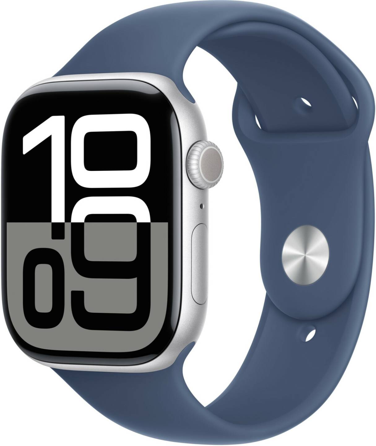 Apple Watch Series 10 Saturn Apple Watch Series 104G 46mm Aluminium Silber Sportarmband Denim M/L