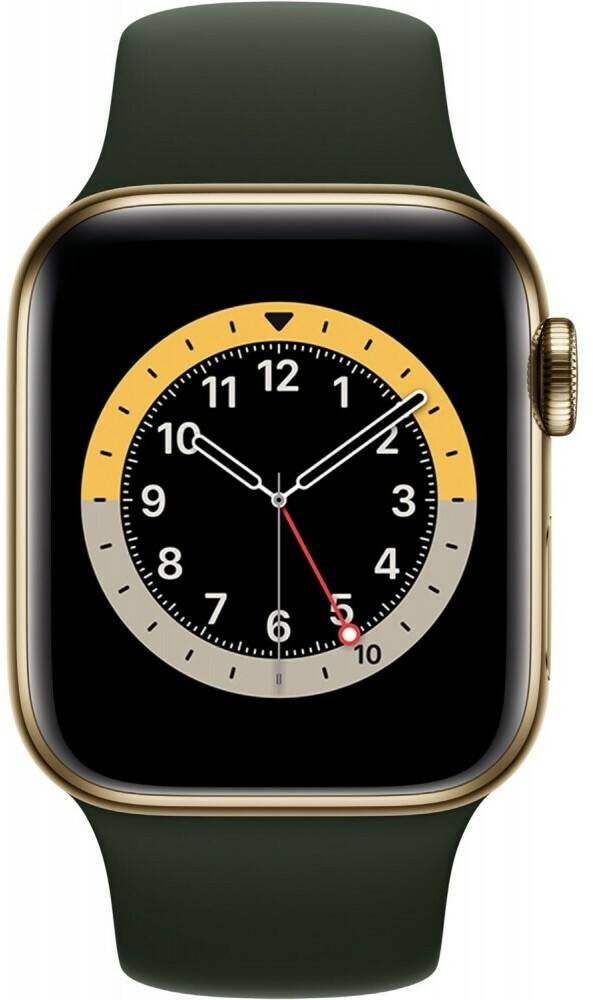 Saturn Apple Watch Series 6LTE Gold Edelstahl 40mm Sportarmband Zyperngrün Apple Watch Series 6