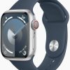 Apple Watch Series 9 Saturn Apple Watch Series 94G 41mm Aluminium Silber Sportarmband Sturmblau M/L